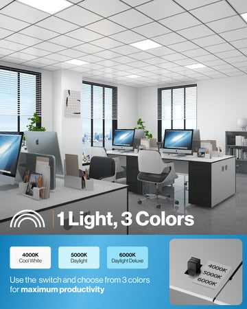 LED Ceiling Panel Light, 40W, 2x2, Selectable CCT, 4400 Lumens
